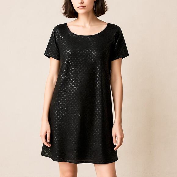 Ronni Nicole Dresses & Skirts - Black Sexy Sequin Shimmer Shift Dress Short Sleeve LBD Party Cocktail Plus 16